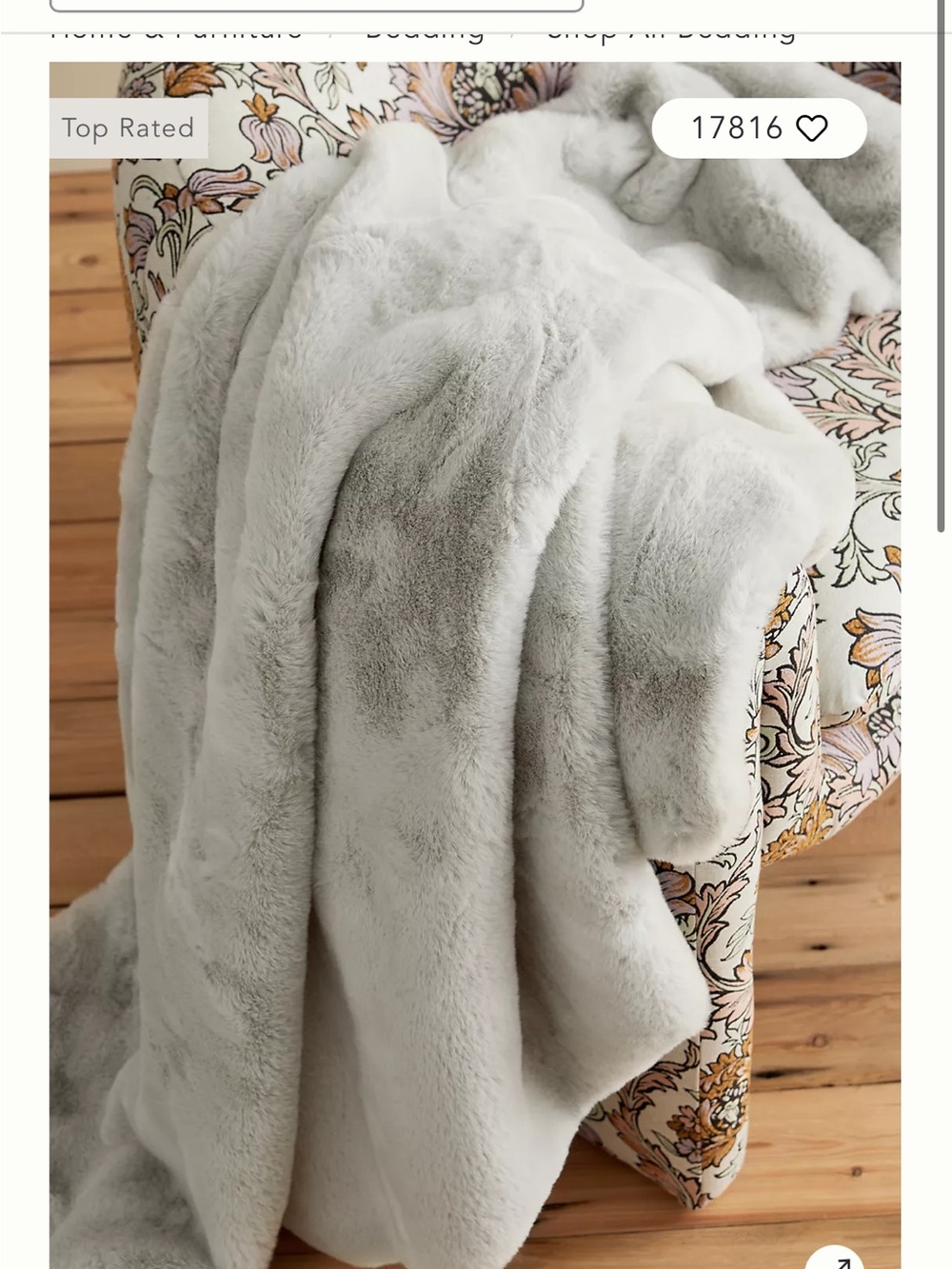 Anthropologie Sophie Faux Fur Throw Blanket